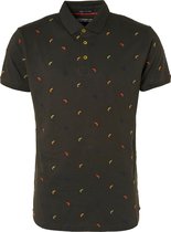 No-Excess - Polo Donkergroen Print - XL - Modern-fit