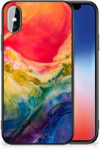 TPU Bumper Geschikt voor iPhone X | Xs GSM Hoesje met Zwarte rand Watercolor Dark