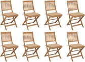 Decoways - Tuinstoelen 8 st inklapbaar met kussens massief acaciahout