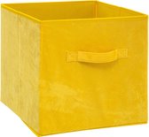 Five® Opvouwbare gele velvet mand 31 x 31 x 31 cm - Geel - Opvouwbaar