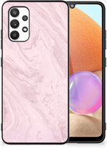 Leuk Hoesje Geschikt voor Samsung Galaxy A32 4G | A32 5G Enterprise Editie Smartphone Hoesje met Zwarte rand Marble Pink