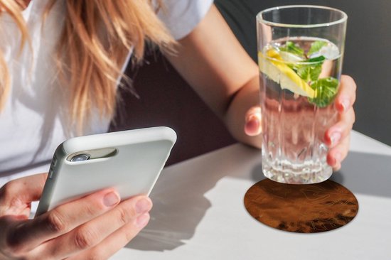 Dessous de Sous-verres - Ronds - Motifs - Luxe - Feuille - Or - 10x10 cm - 6 pièces