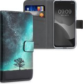 kwmobile telefoonhoesje voor Asus Zenfone 8 - Hoesje met pasjeshouder in blauw / grijs / zwart - Sterrenstelsel en Boom design