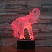 3D Led Lamp Met Gravering - RGB 7 Kleuren - Olifant