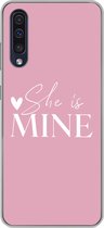 Geschikt voor Samsung Galaxy A50 hoesje - Bruiloft - Quotes - 'She is mine' - Spreuken - Siliconen Telefoonhoesje
