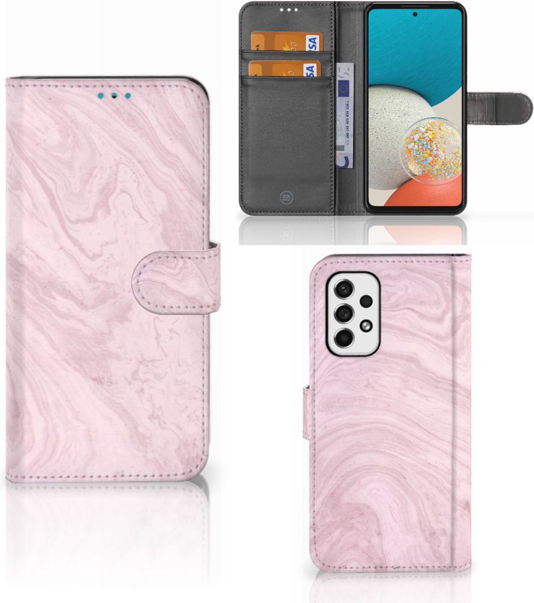 Samsung Galaxy A53 Bookcase Marble Pink - Origineel Cadeau Vriendin