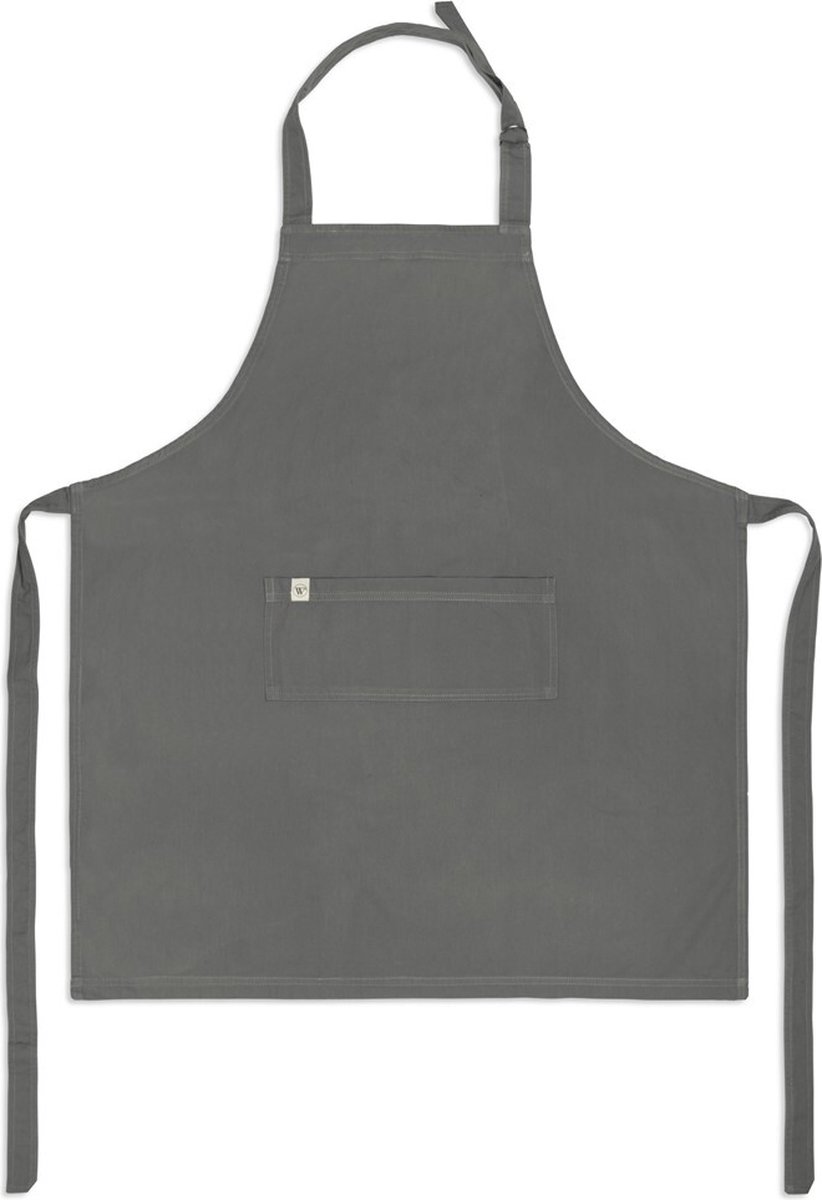 Walra Keukenschort Cook with Happiness - 75x90 - 100% Katoen - Off Black