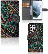 GSM Hoesje Geschikt voor Samsung Galaxy S22 Ultra Flip Case Aztec