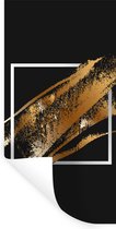 Muurstickers - Sticker Folie - Gouden verfstrepen met een zwarte achtergrond - 40x80 cm - Plakfolie - Muurstickers Kinderkamer - Zelfklevend Behang - Zelfklevend behangpapier - Stickerfolie