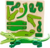 3D Puzzel - Constructie Puzzel - Houten Puzzel - Educatief - Kinderen - Krokodil - 22x3,3x7cm