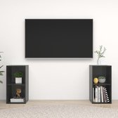 Tv-meubelen 2 st 72x35x36,5 cm spaanplaat hoogglans grijs