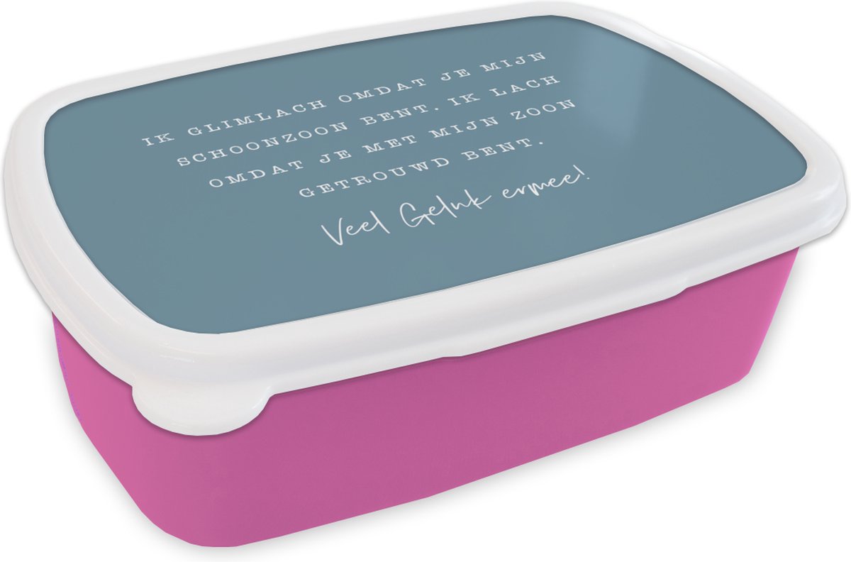 Broodtrommel Roze - Lunchbox - Brooddoos - Zoon - Spreuken - Partner - 18x12x6 cm - Kinderen - Meisje