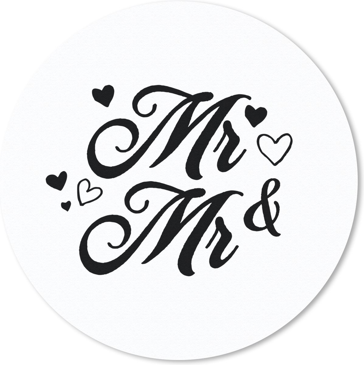 Muismat rond 40x40 cm - Mousepad Quotes - 'Mr & Mr' - Spreuken - Trouwen - Ronde muismatten