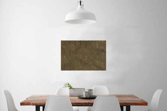 Luxe motif de lignes bronze sur fond vert foncé 60x40 cm