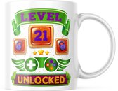Verjaardag Mok level 21 unlocked | Verjaardag cadeau | Grappige Cadeaus | Koffiemok | Koffiebeker | Theemok | Theebeker