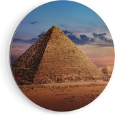 Artaza Dibond Muurcirkel Egyptische Piramides in de Woestijn - Ø 50 cm - Klein - Wandcirkel - Rond Schilderij - Voor Binnen en Buiten
