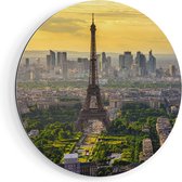 Artaza Dibond Muurcirkel Skyline Van Parijs Met De Eiffeltoren - Ø 60 cm - Wandcirkel - Rond Schilderij - Voor Binnen en Buiten