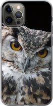 Coque iPhone 13 Pro - un hibou marron sur fond noir - Siliconen - Noël - Cadeaux - Cadeaux chaussures