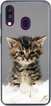Geschikt voor Samsung Galaxy A40 hoesje - Kat - Kitten - Veren - Siliconen Telefoonhoesje