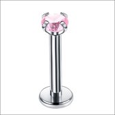 Helix piercing rond roze zirkonia 3mm chirurgisch staal 1.2mm 8mm