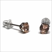 Aramat jewels ® - Zirkonia zweerknopjes hartje 5mm oorbellen champagne chirurgisch staal