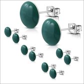 Aramat jewels ® - Ronde oorbellen groen emaille staal 8mm
