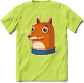 Casual vos T-Shirt Grappig | Dieren Kleding Kado Heren / Dames | Animal Skateboard Cadeau shirt - Groen - 3XL