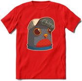 Chirp vogel T-Shirt Grappig | Dieren Kleding Kado Heren / Dames | Animal Skateboard Cadeau shirt - Rood - XL