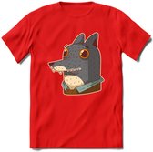 Casual wolf T-Shirt Grappig | Dieren Kleding Kado Heren / Dames | Animal Skateboard Cadeau shirt - Rood - L