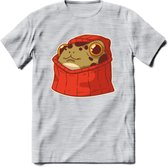 Hoodie frog T-Shirt Grappig | Dieren kikker Kleding Kado Heren / Dames | Animal Skateboard Cadeau shirt - Licht Grijs - Gemaleerd - XL