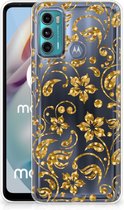 Telefoonhoesje Motorola Moto G60 Back Cover Siliconen Hoesje Gouden Bloemen