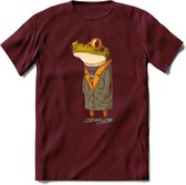 Casual kikker T-Shirt Grappig | Dieren reptiel Kleding Kado Heren / Dames | Animal Skateboard Cadeau shirt - Burgundy - XXL