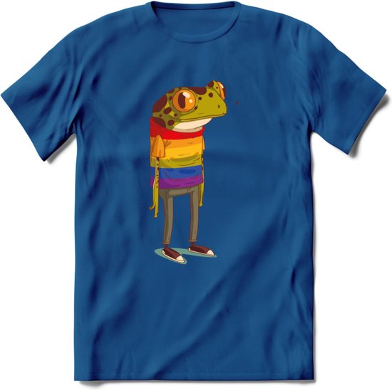 Casual gay pride kikker T-Shirt Grappig | Dieren reptiel Kleding Kado Heren / Dames | Animal Skateboard Cadeau shirt - Donker Blauw - S
