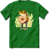 Valentijn kikker T-Shirt Grappig | Dieren Valentijnsdag Kleding Kado Heren / Dames | Animal Skateboard Cadeau shirt - Donker Groen - 3XL