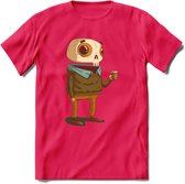 Casual skelet T-Shirt Grappig | Dieren halloween Kleding Kado Heren / Dames | Animal Skateboard Cadeau shirt - Roze - S