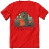 Monster van Purrkenstein T-Shirt Grappig | Dieren katten halloween Kleding Kado Heren / Dames | Animal Skateboard Cadeau shirt - Rood - M