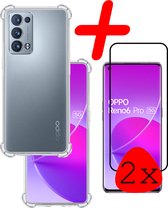 Oppo Reno 6 Pro 5G Hoesje Shockproof Met 2x Screenprotector Tempered Glass - Oppo Reno 6 Pro 5G Screen Protector Beschermglas Hoes Shockproof - Transparant