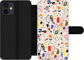 Bookcase Geschikt voor iPhone 12 Mini telefoonhoesje - Patronen - Abstract - Kunst - Met vakjes - Wallet case met magneetsluiting