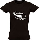 All you need is spin and speed | Dames T-shirt | Zwart | Alles wat je nodig hebt is spin en snelheid | Omwentelingssnelheid | Draaien | Snelheid | Sport | Balsport