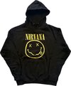 Nirvana - Yellow Happy Face Hoodie/trui - XL - Zwart