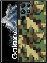 Galaxy S22 Ultra Hardcase hoesje Pixel Camouflage Green - Designed by Cazy