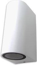 LED Tuinverlichting - Buitenlamp - Tulex Hoptron - Up en Down - GU10 Fitting - Rond - Mat Wit - Aluminium