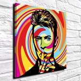David Bowie Pop Art Canvas - 80 x 80 cm - Canvasprint - Op dennenhouten kader - Geprint Schilderij - Popart Wanddecoratie