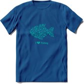 I Love Fishing - Vissen T-Shirt | Aqua | Grappig Verjaardag Vis Hobby Cadeau Shirt | Dames - Heren - Unisex | Tshirt Hengelsport Kleding Kado - Donker Blauw - L