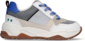 Bunnies JR 222373-500 Jongens Lage Sneakers - Grijs/Blauw/Beige - Leer - Veters