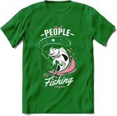 Cool People Do Fishing - Vissen T-Shirt | Roze | Grappig Verjaardag Vis Hobby Cadeau Shirt | Dames - Heren - Unisex | Tshirt Hengelsport Kleding Kado - Donker Groen - 3XL