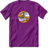 Fishing - Vissen T-Shirt | Grappig Verjaardag Vis Hobby Cadeau Shirt | Dames - Heren - Unisex | Tshirt Hengelsport Kleding Kado - Paars - XL