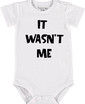 Baby Rompertje met tekst 'It wasnt me' | Korte mouw l | wit zwart | maat 62/68 | cadeau | Kraamcadeau | Kraamkado