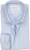 Michaelis Slim Fit overhemd - lichtblauw twill (contrast) - Strijkvrij - Boordmaat: 38