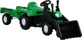 vidaXL Traptractor met aanhanger en graver groen en zwart